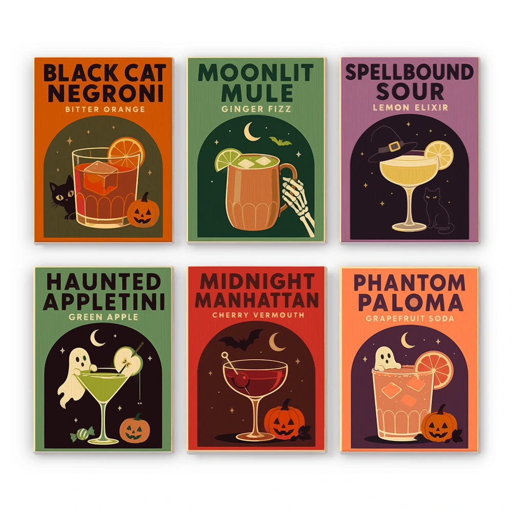 Paint by Numbers – 6 Mini Paintings | Spooky Cocktail Posters Set