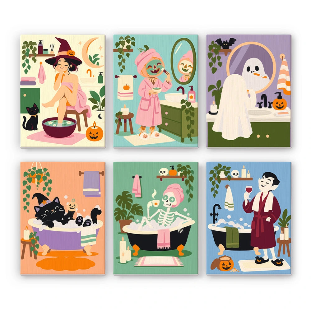Paint by Numbers – 6 Mini Paintings | Spooky Spa Day Set