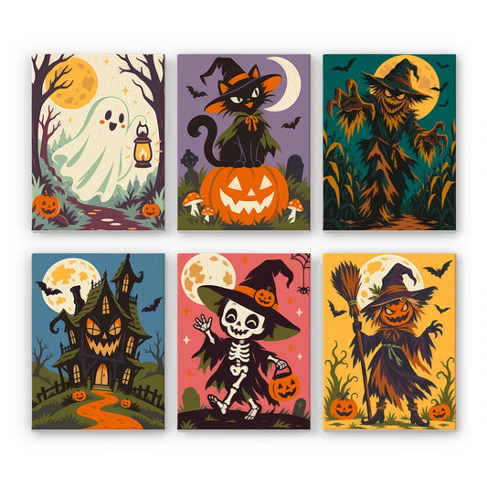 Paint by Numbers – 6 Mini Paintings | Storybook Haunted Night Set