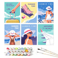 Paint by Numbers – 6 Mini Paintings | Summer Time Travel Posters