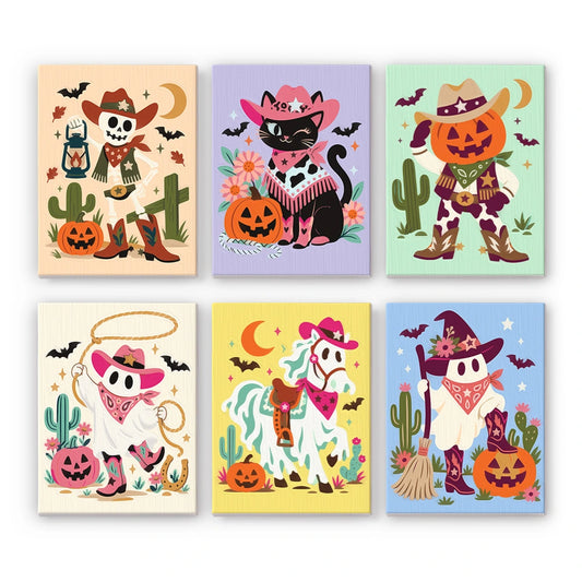 Paint by Numbers – 6 Mini Paintings | Western Halloween Cowgirls Set