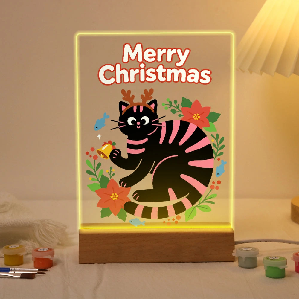 
Paint by Numbers - Christmas Light | Black Cat with Jingle Bell