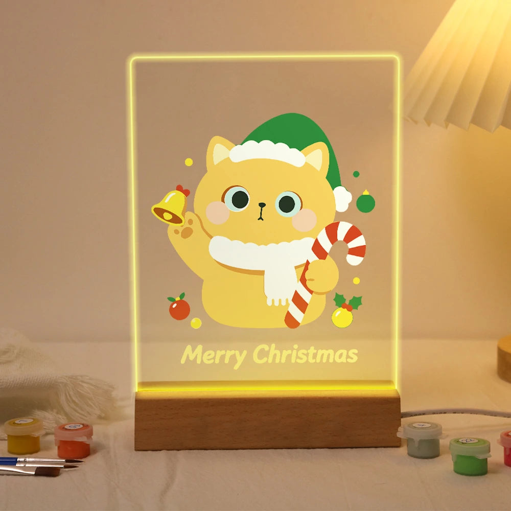 Paint by Numbers - Christmas Light | Cat with Bell and Green Hat