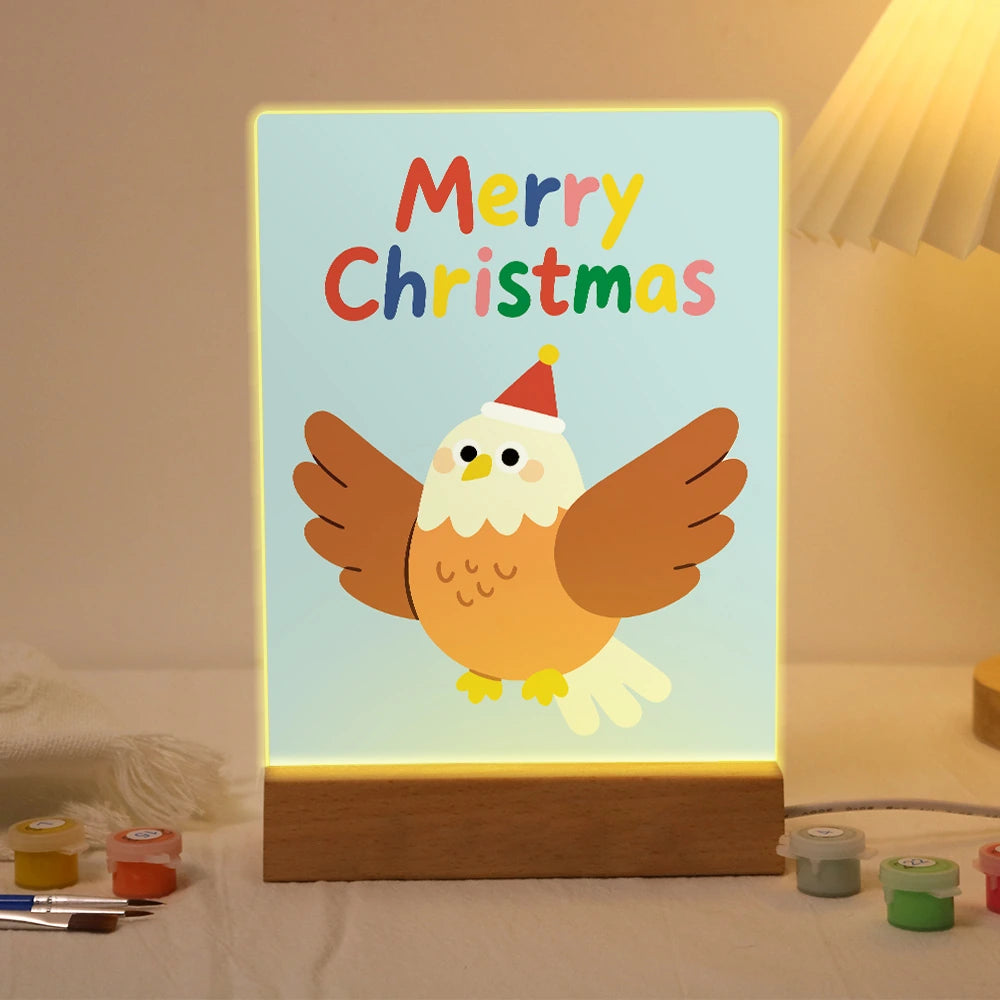 
Paint by Numbers - Christmas Light | Flying Owl in a Santa Hat