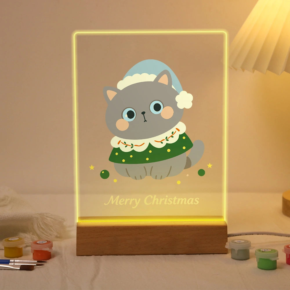 
Paint by Numbers - Christmas Light | Grey Cat in a Festive Collar