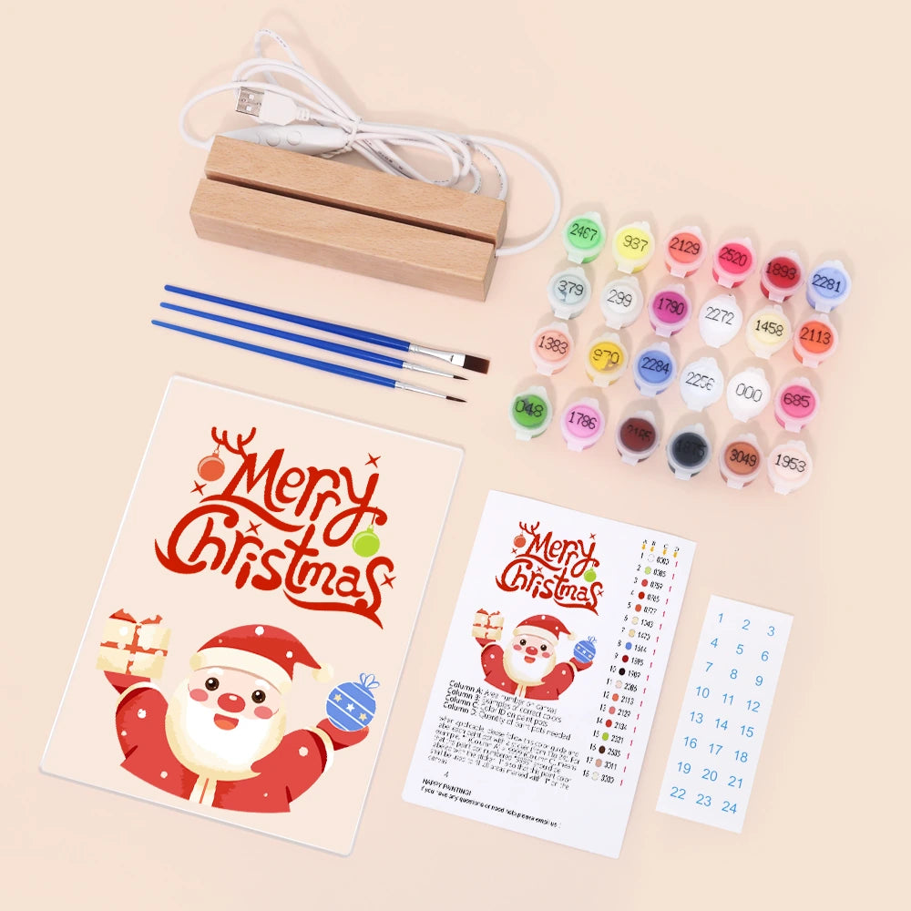 
Paint by Numbers - Christmas Light | Merry Christmas Santa Portrait