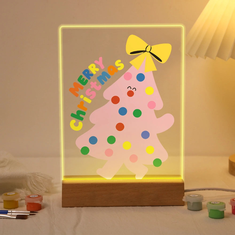 
Paint by Numbers - Christmas Light | Pink Christmas Tree with Bow