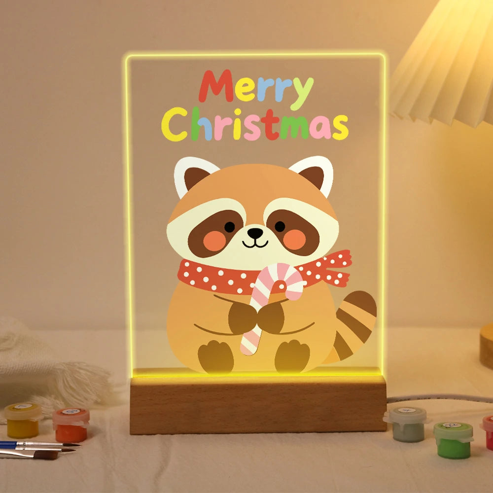 
Paint by Numbers - Christmas Light | Raccoon with Candy Cane