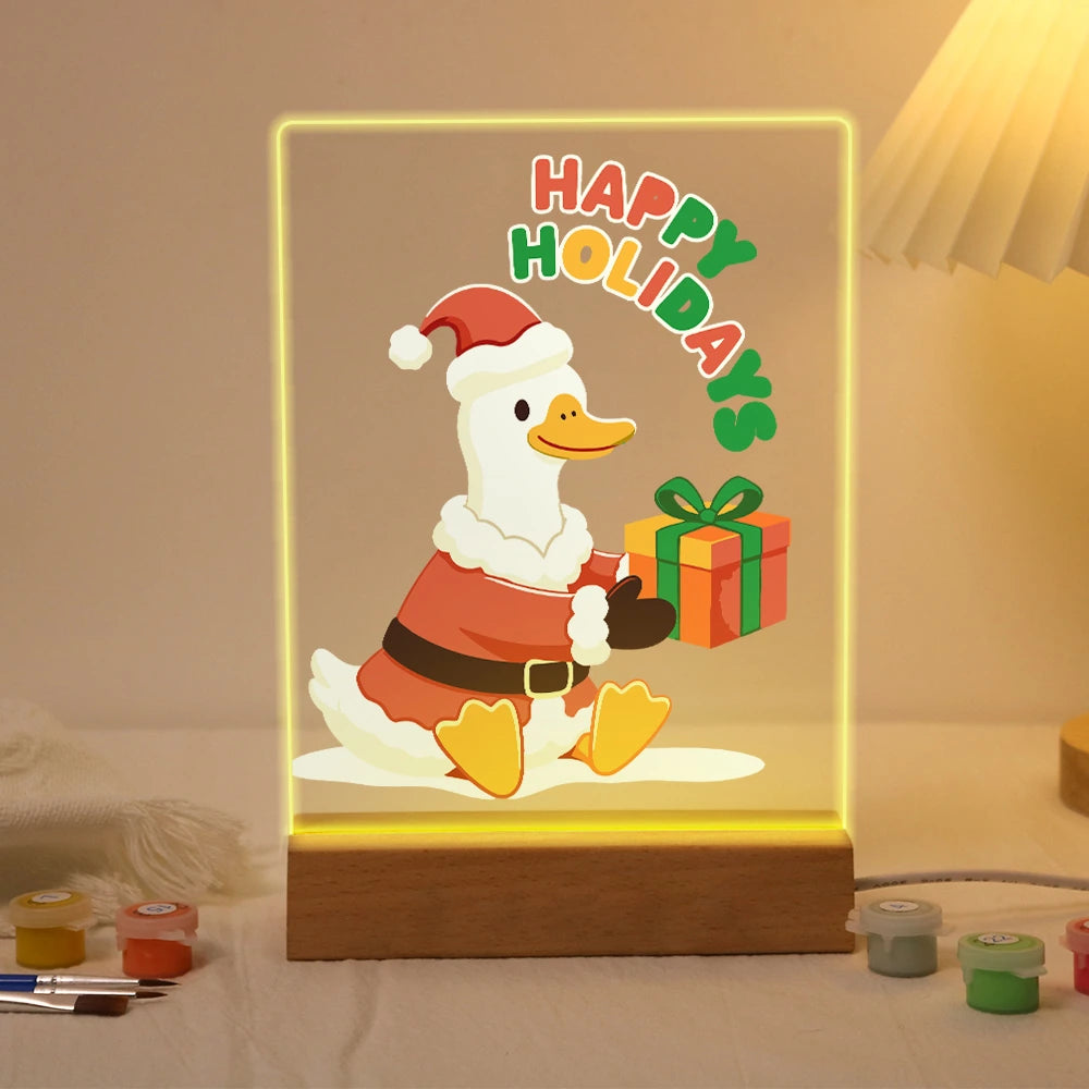 
Paint by Numbers - Christmas Light | Santa Duck with a Gift