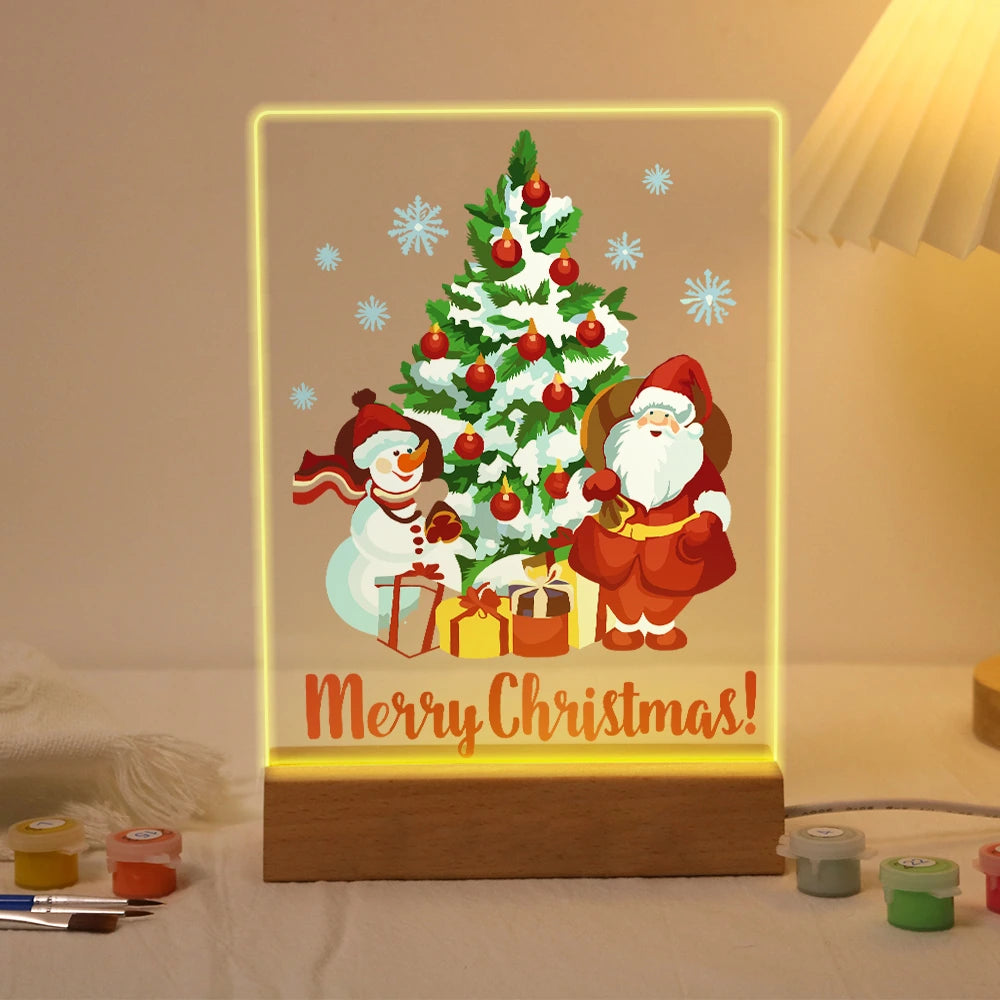 
Paint by Numbers - Christmas Light | Santa and Snowman at the Tree