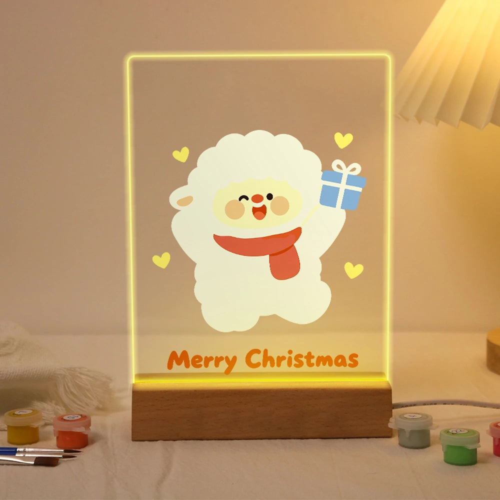 
Paint by Numbers - Christmas Light | Sheep with Scarf and Gift