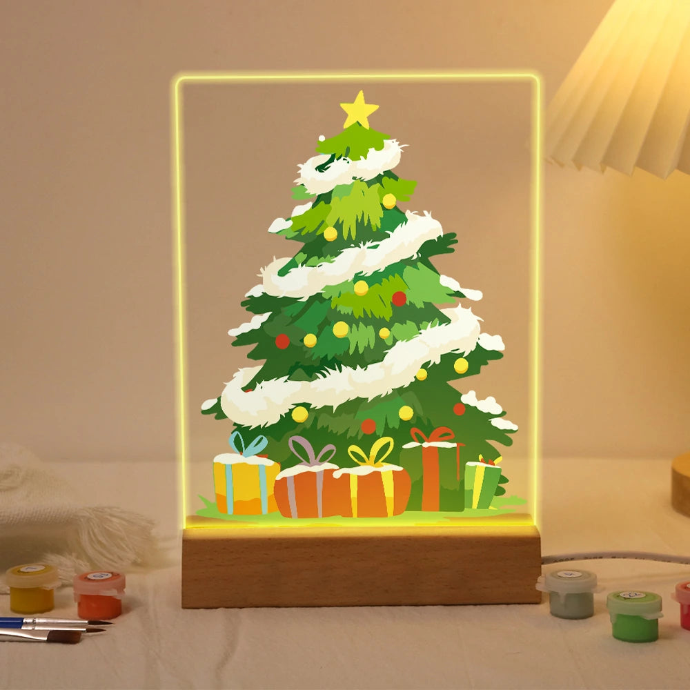 
Paint by Numbers - Christmas Light | Snow-Covered Tree with Presents