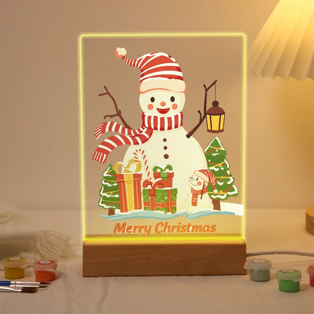 
Paint by Numbers - Christmas Light | Snowman with Lantern and Gifts