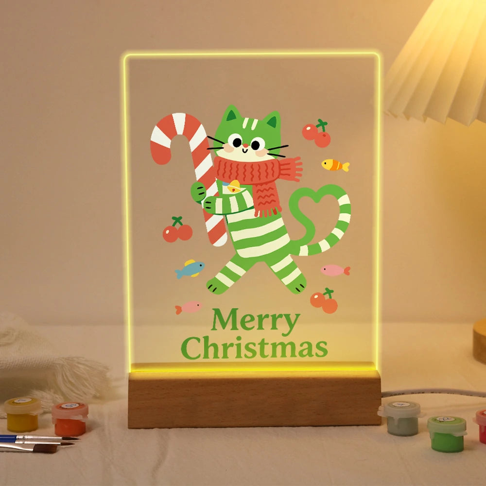 
Paint by Numbers - Christmas Light | Striped Cat with Candy Cane