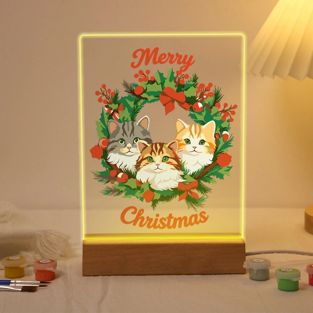 
Paint by Numbers - Christmas Light | Two Cats in a Christmas Wreath