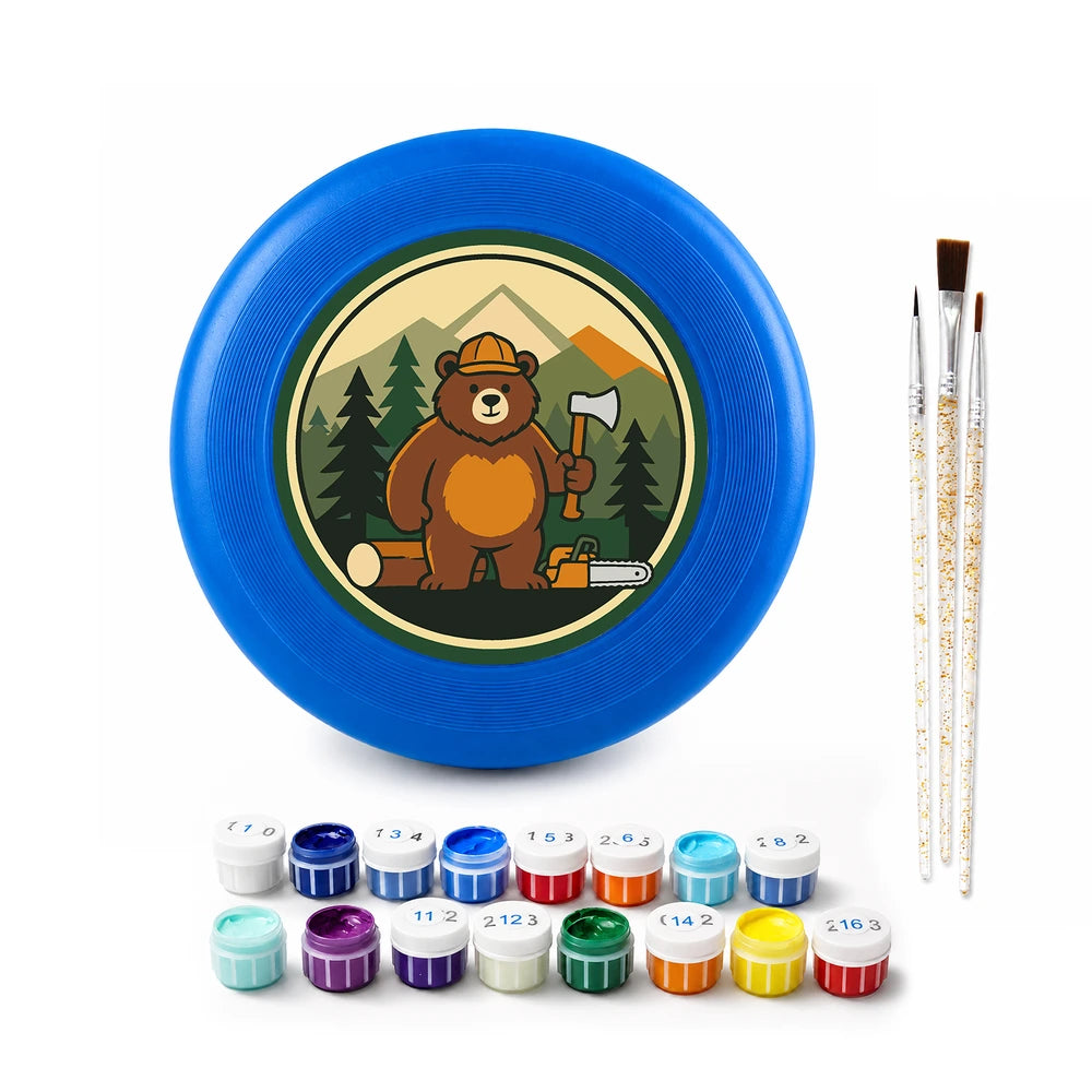 
Paint by Numbers - Frisbee | Camping Bear with an Axe