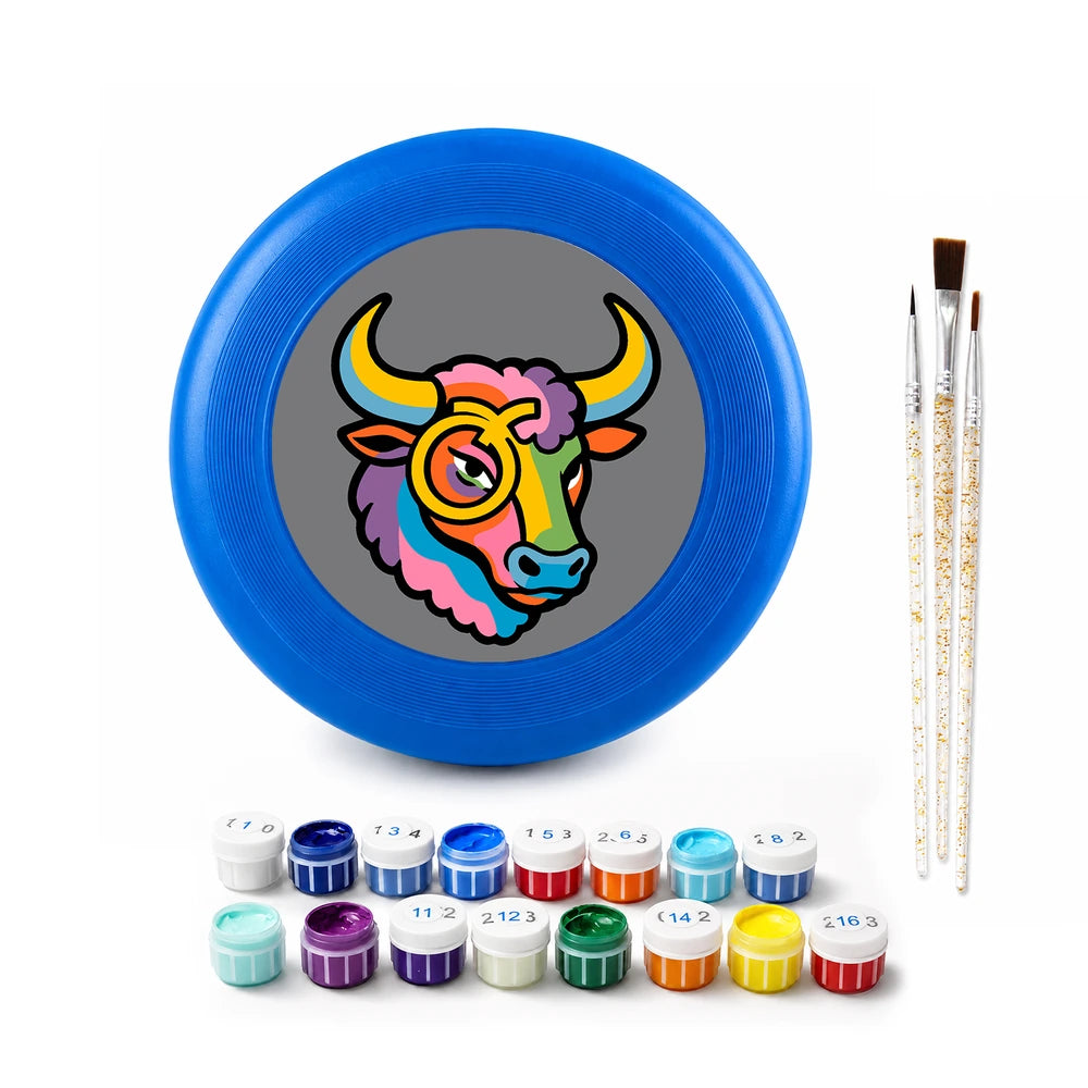 
Paint by Numbers - Frisbee | Colorful Bull Head