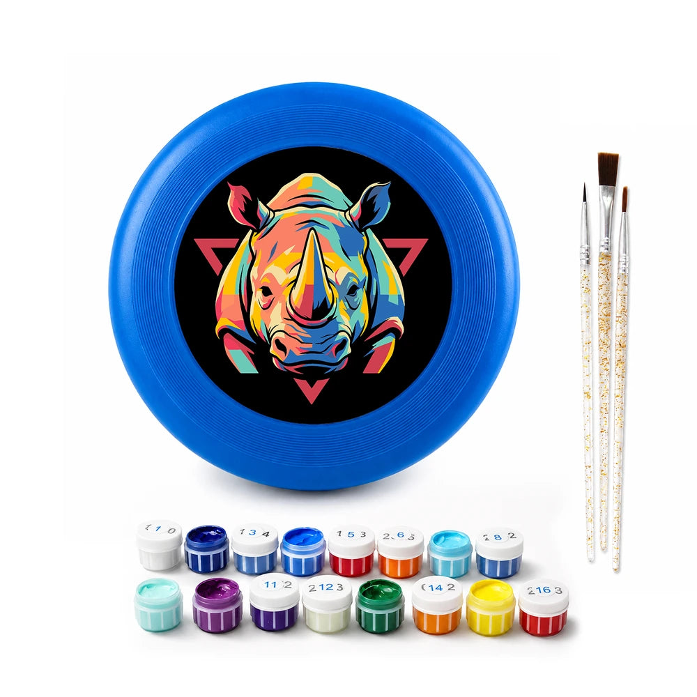 
Paint by Numbers - Frisbee | Colorful Rhino Emblem