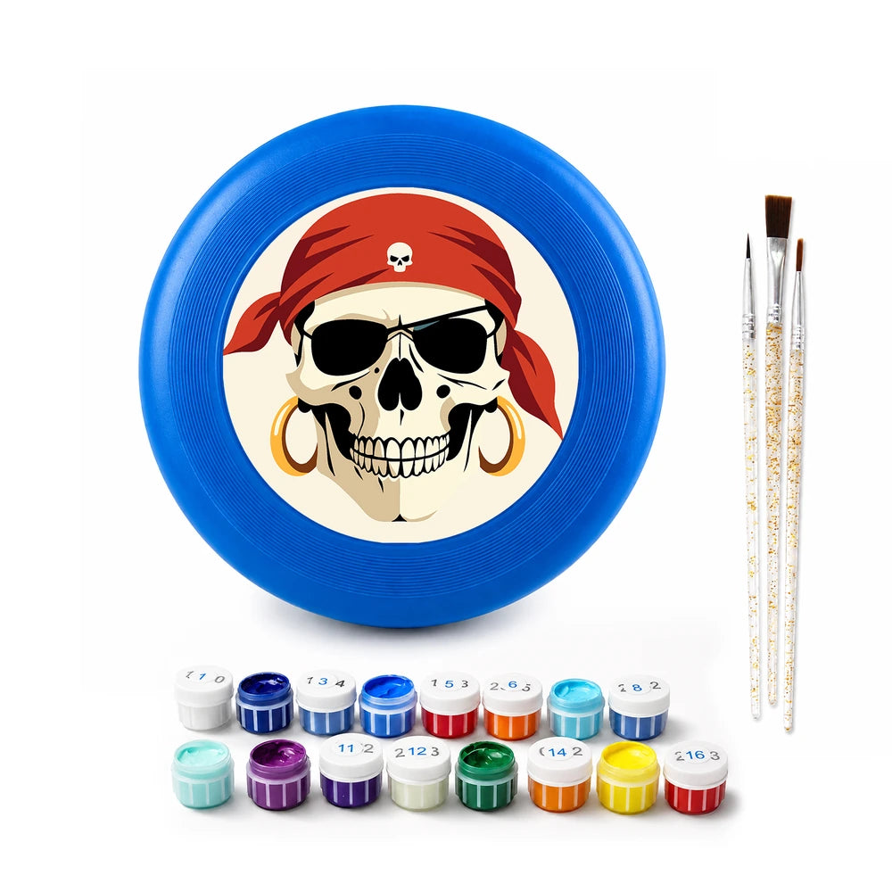 Paint by Numbers - Frisbee | Pirate Skull in Red