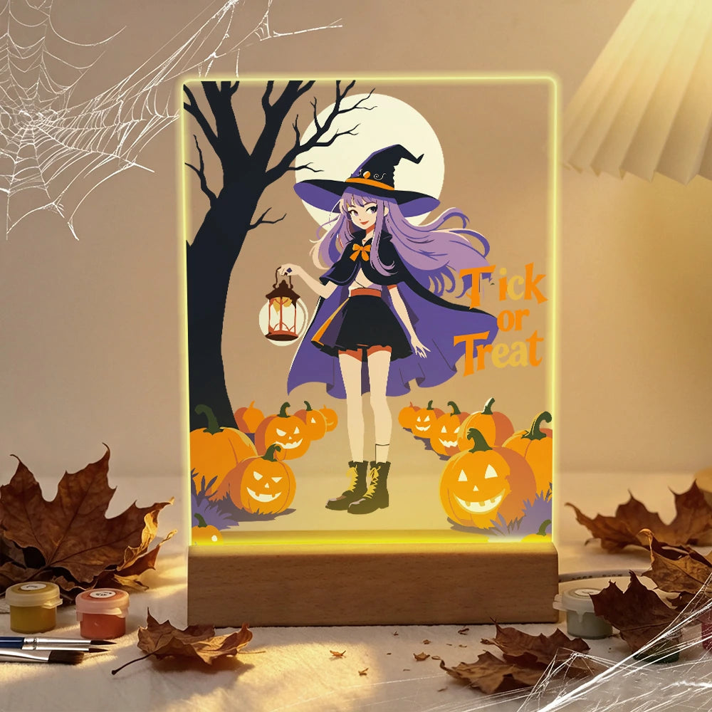 Paint by Numbers - Halloween Light | Anime Witch in the Pumpkin Field