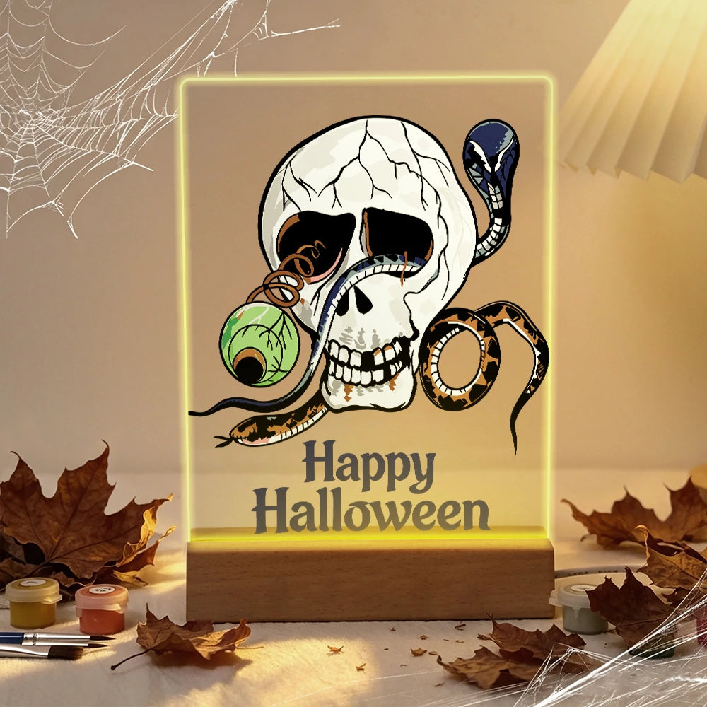 
Paint by Numbers - Halloween Light | Skull with Snake and Eye