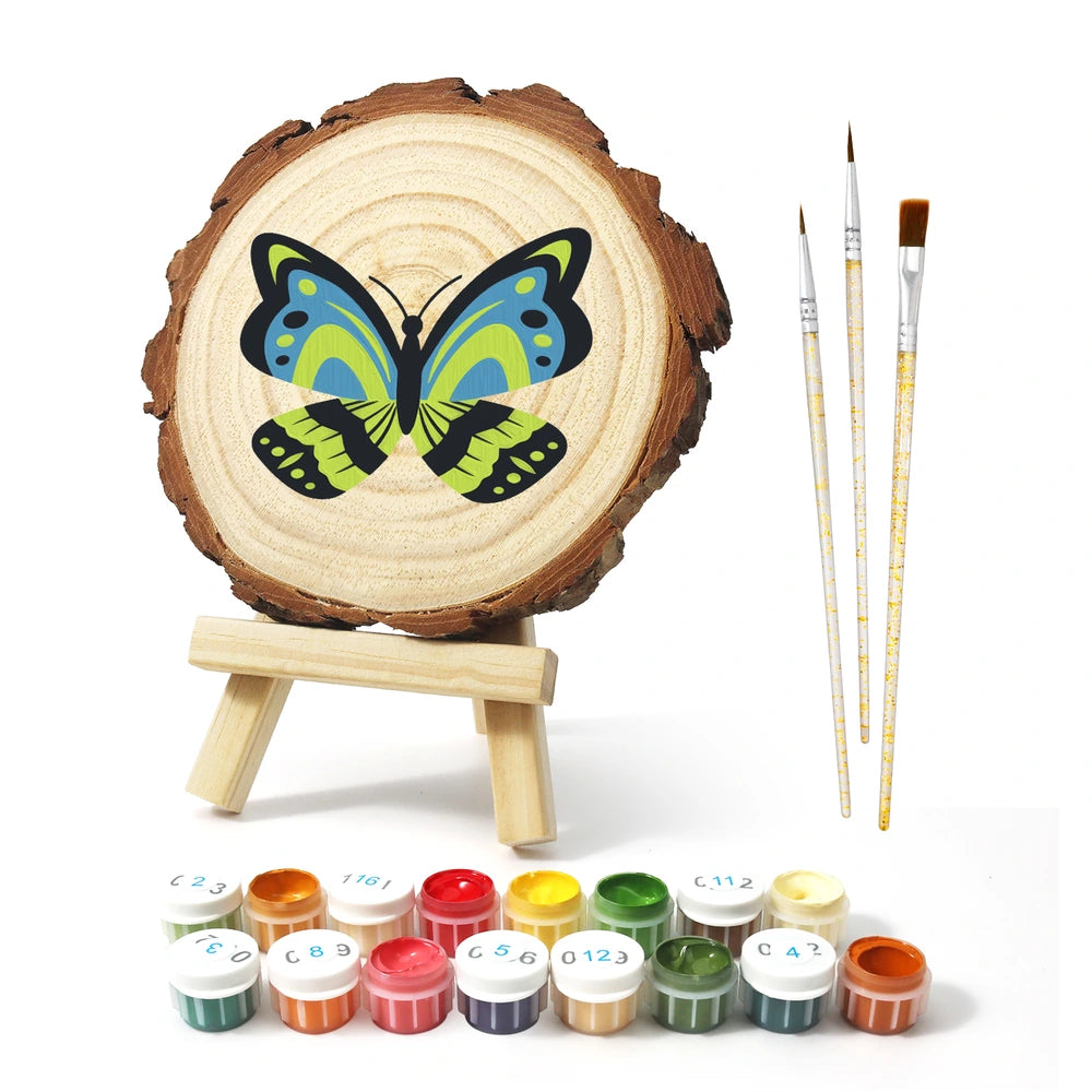 
Paint by Numbers - Wood Slice | Emerald Wing Butterfly
