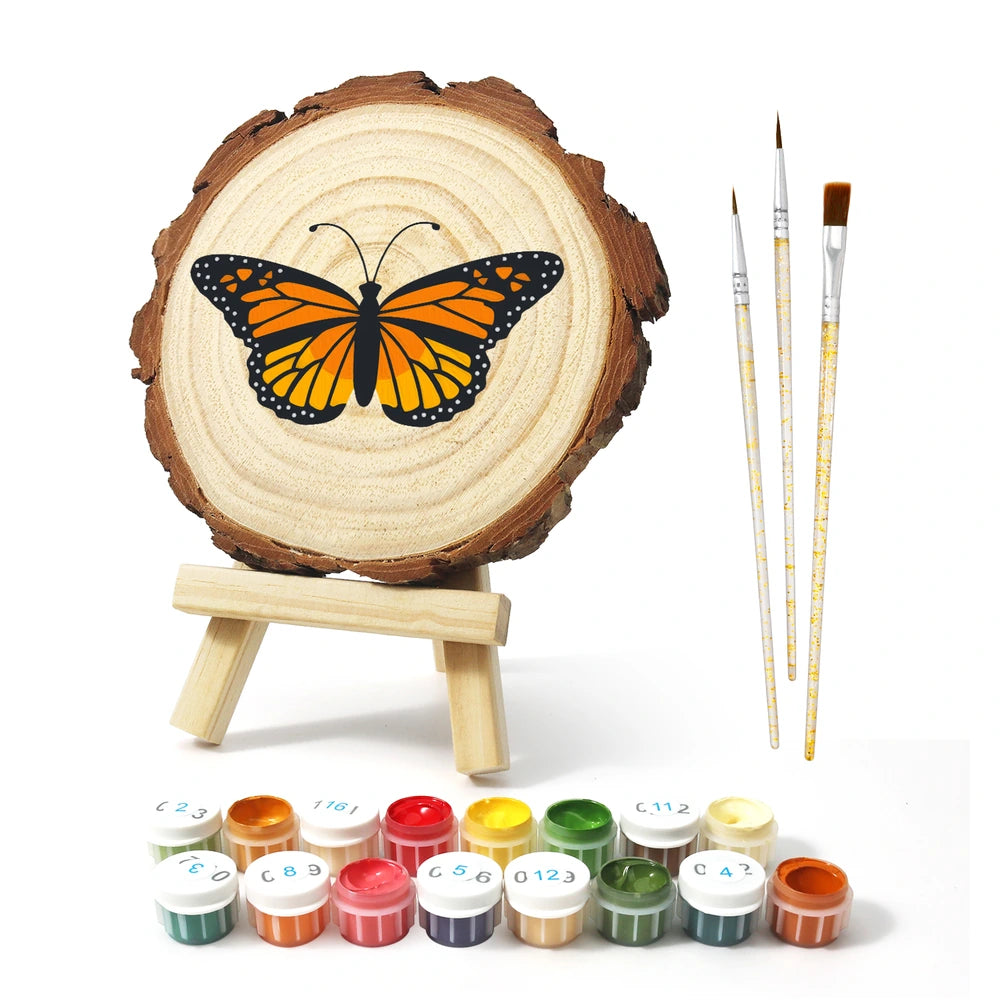 
Paint by Numbers - Wood Slice | Monarch Butterfly