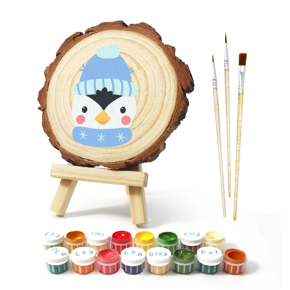 
Paint by Numbers - Wood Slice | Penguin in a Snowflake Sweater