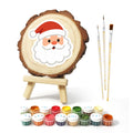 Paint by Numbers - Wood Slice | Santa Face in a Red Hat