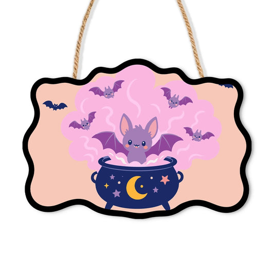 Paint by Numbers - Wooden Door Hanger | Bat Spirits in the Cauldron