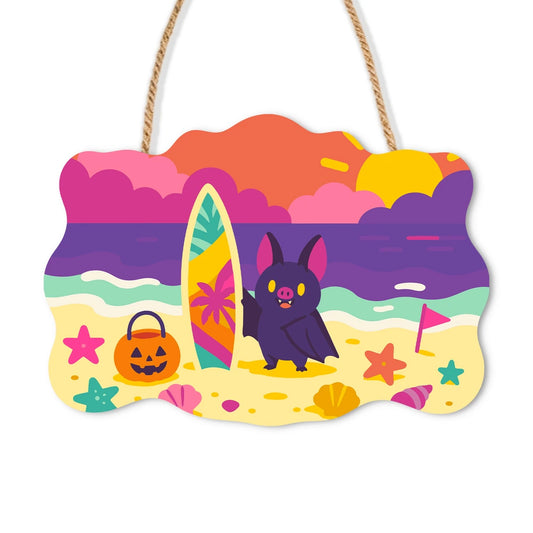 Paint by Numbers - Wooden Door Hanger | Bat at the Beach