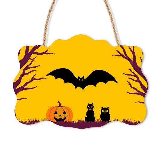 Paint by Numbers - Wooden Door Hanger | Bat in the Yellow Sky