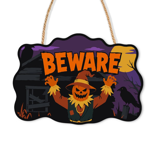 Paint by Numbers - Wooden Door Hanger | Beware Scarecrow at Night