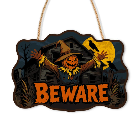 Paint by Numbers - Wooden Door Hanger | Beware Scarecrow at the Barn