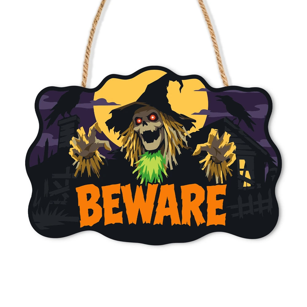 Paint by Numbers - Wooden Door Hanger | Beware Scarecrow in the Barn