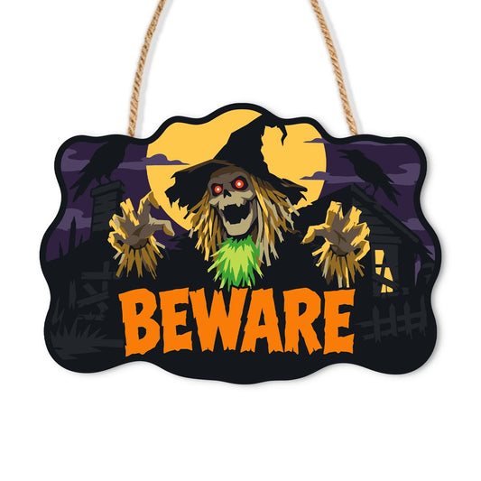 Paint by Numbers - Wooden Door Hanger | Beware Scarecrow in the Barn