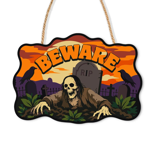 Paint by Numbers - Wooden Door Hanger | Beware of the Graveyard
