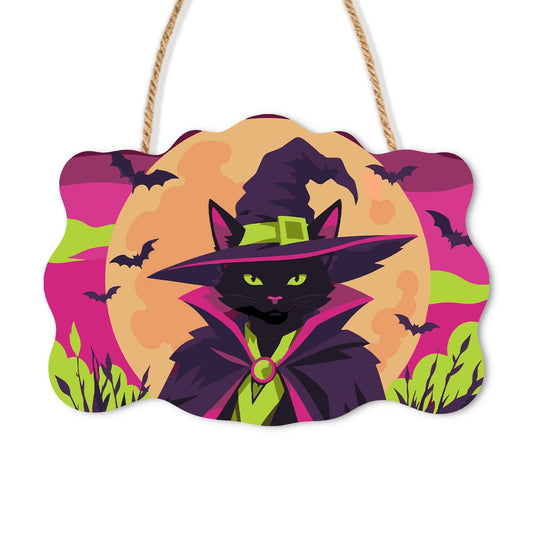 Paint by Numbers - Wooden Door Hanger | Black Cat Wizard in the Moon