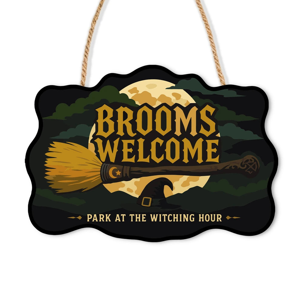 
Paint by Numbers - Wooden Door Hanger | Brooms Welcome at the Witching Hour