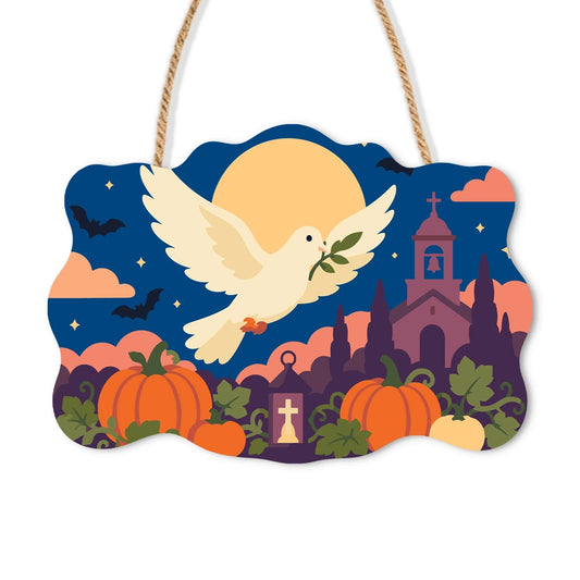 Paint by Numbers - Wooden Door Hanger | Dove Over the Pumpkin Fields