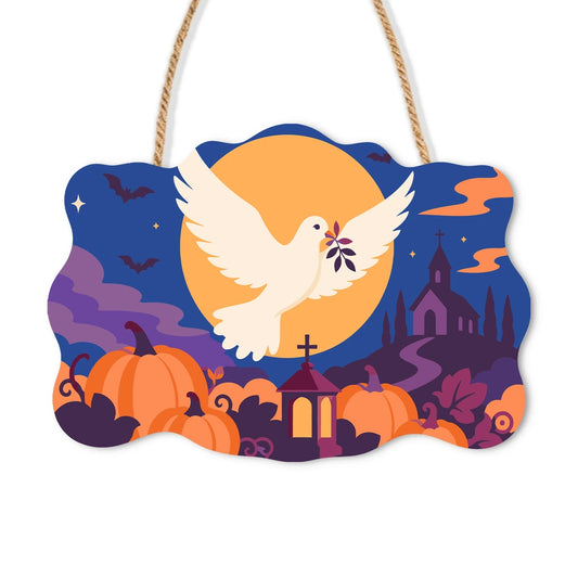 Paint by Numbers - Wooden Door Hanger | Dove Over the Pumpkin Patch