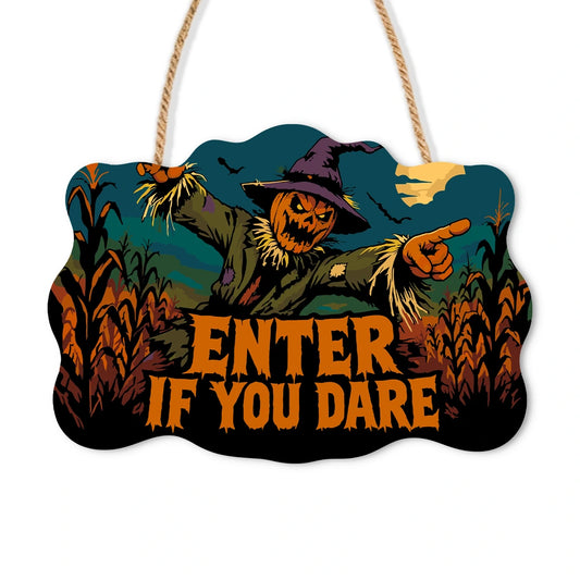 Paint by Numbers - Wooden Door Hanger | Enter If You Dare Cornfield Scarecrow