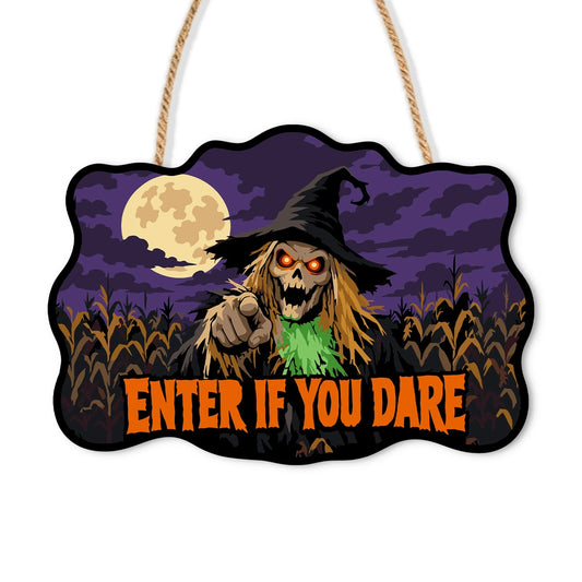 Paint by Numbers - Wooden Door Hanger | Enter If You Dare Pointing Scarecrow
