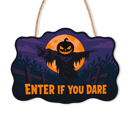Paint by Numbers - Wooden Door Hanger | Enter If You Dare Pumpkin Scarecrow