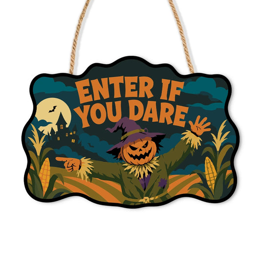Paint by Numbers - Wooden Door Hanger | Enter If You Dare Scarecrow