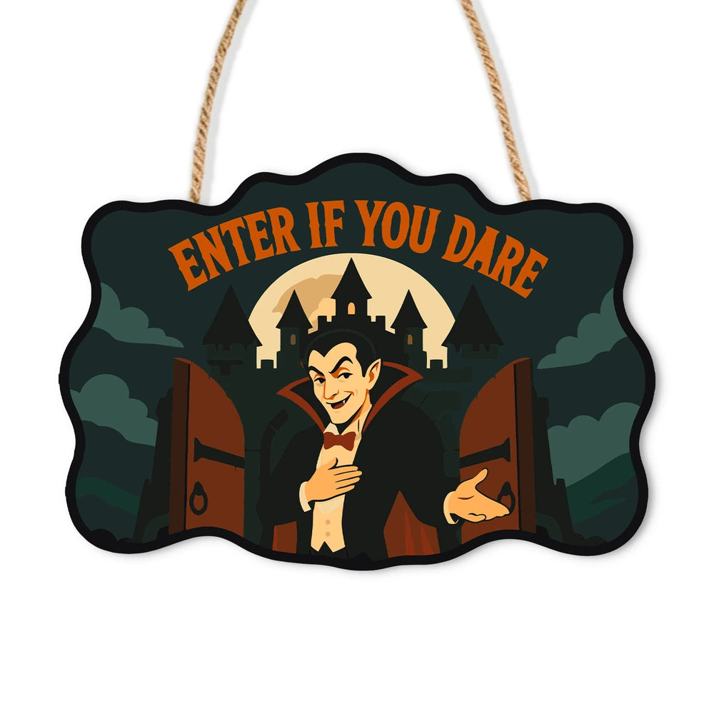 Paint by Numbers - Wooden Door Hanger | Enter If You Dare Vampire