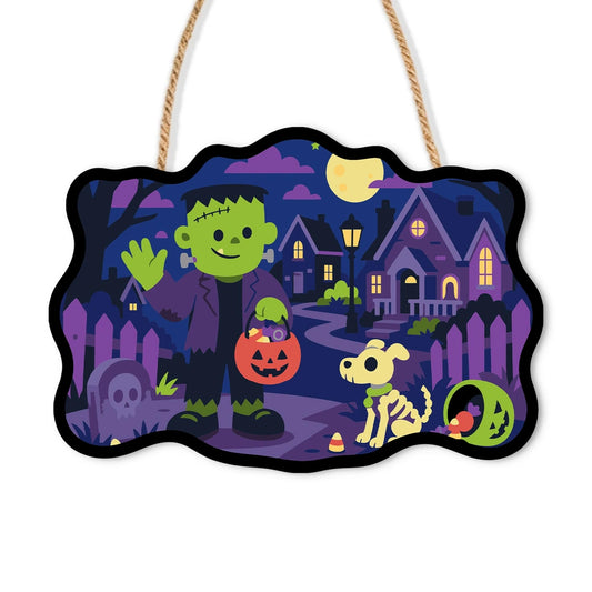 Paint by Numbers - Wooden Door Hanger | Frankenstein Trick-or-Treating