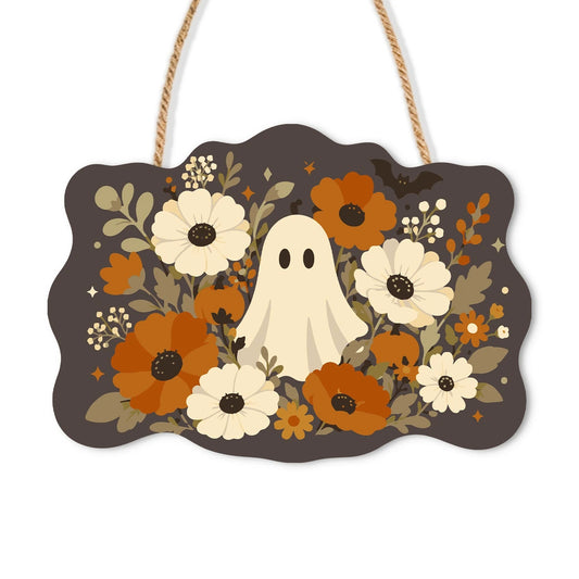 Paint by Numbers - Wooden Door Hanger | Ghost Among Autumn Flowers