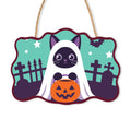 Paint by Numbers - Wooden Door Hanger | Ghost Cat with a Pumpkin