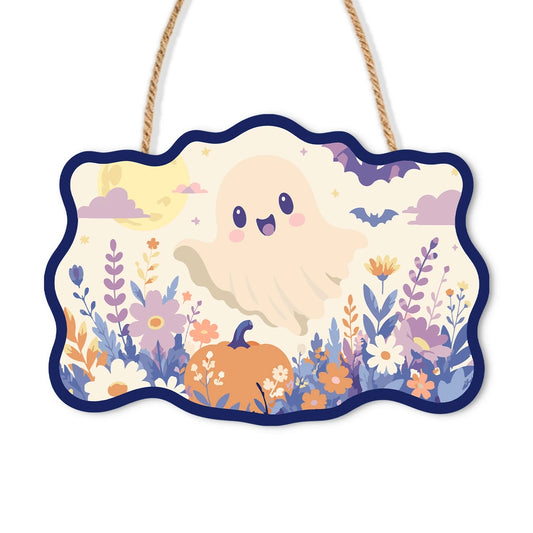 Paint by Numbers - Wooden Door Hanger | Ghost in a Flower Meadow